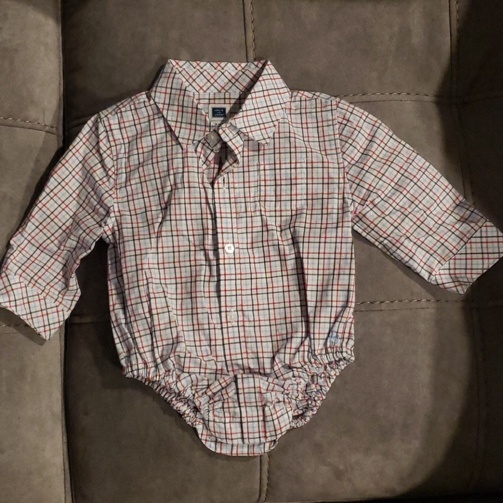 Baby boy check bodysuit sz 3-6m